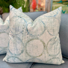 Load image into Gallery viewer, Aqua/White Geometric Down Pillow
