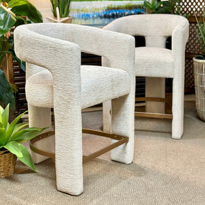 Ivory Upholstered Counter Stool