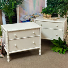 Load image into Gallery viewer, White Bamboo Look Nightstand
