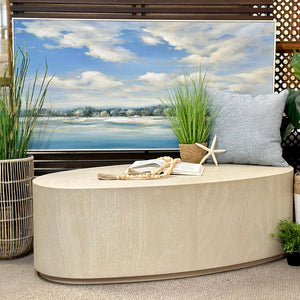 Light Beige Oval Coffee Table