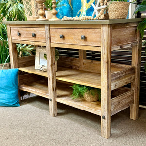 Wooden Console w/ Slate grey Top