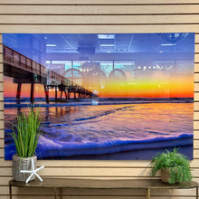 Load image into Gallery viewer, Pier At Sunset Glass Art
