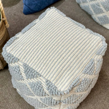 Load image into Gallery viewer, Blue-Grey/Ivory Pouf
