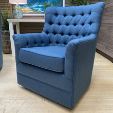 Load image into Gallery viewer, Blue Tufted  Swivel Glider
