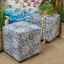 Load image into Gallery viewer, Blue Sand Dollar Ottoman
