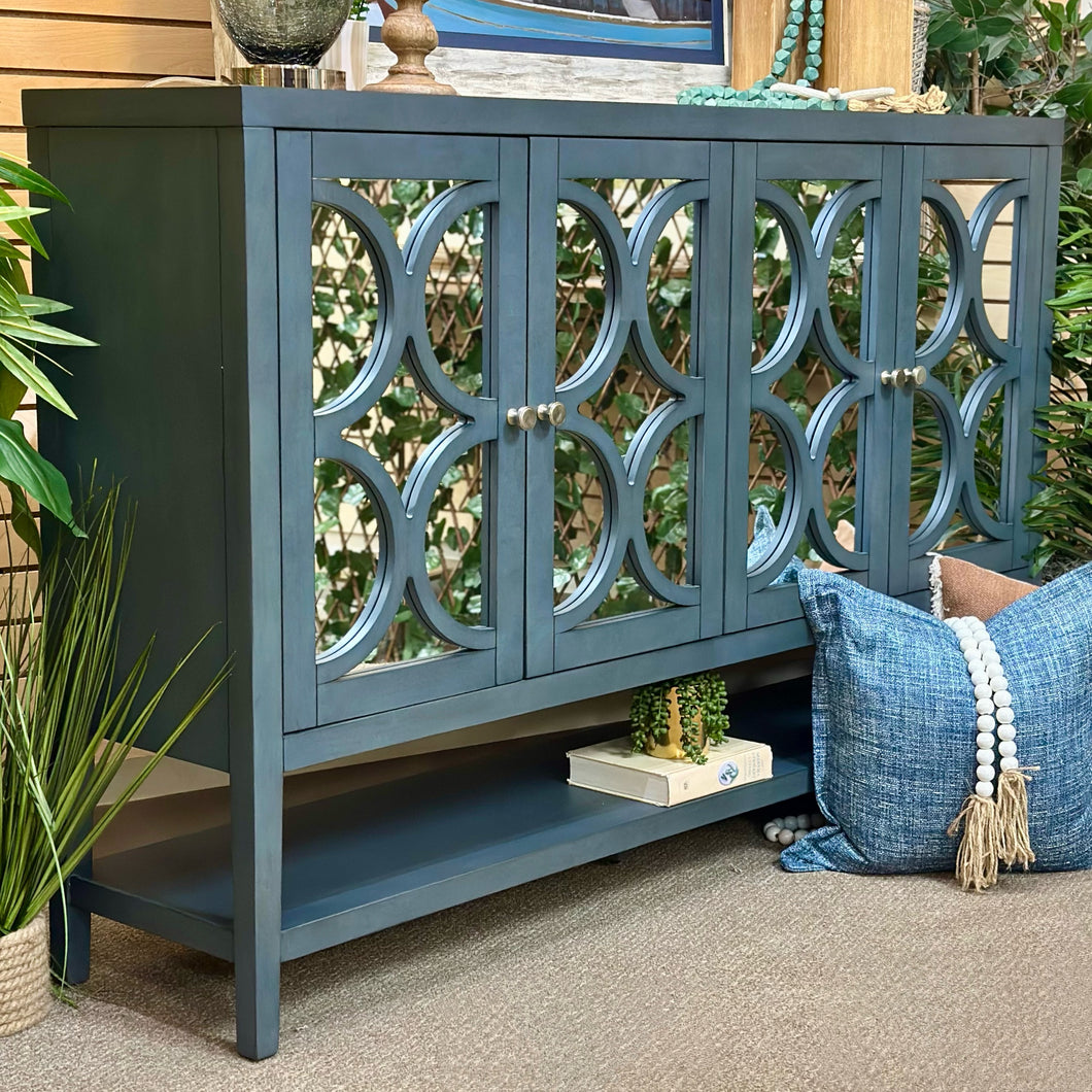 4DR Slate Blue Mirrored Cabinet