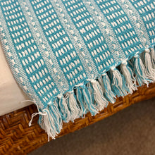 Load image into Gallery viewer, Blue/White Fringe Throw
