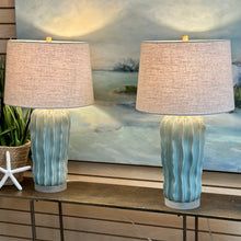 Load image into Gallery viewer, Aqua Rippled Glass Lamp
