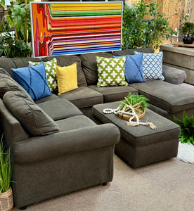 6PC Charcoal Grey Sectional W/Otto