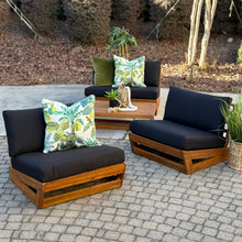 Load image into Gallery viewer, 4PC Wood/Black Outdoor Seating Set
