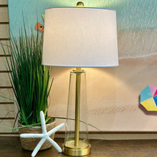 Load image into Gallery viewer, Gold &amp; Glass Table Lamp
