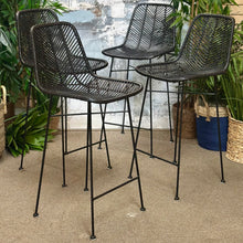 Load image into Gallery viewer, Black Rattan Barstool
