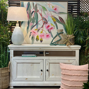Distressed Farmhouse White Cabinet