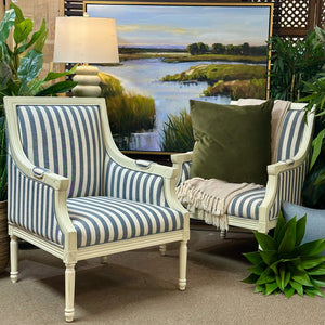 Blue Striped Accent Chair
