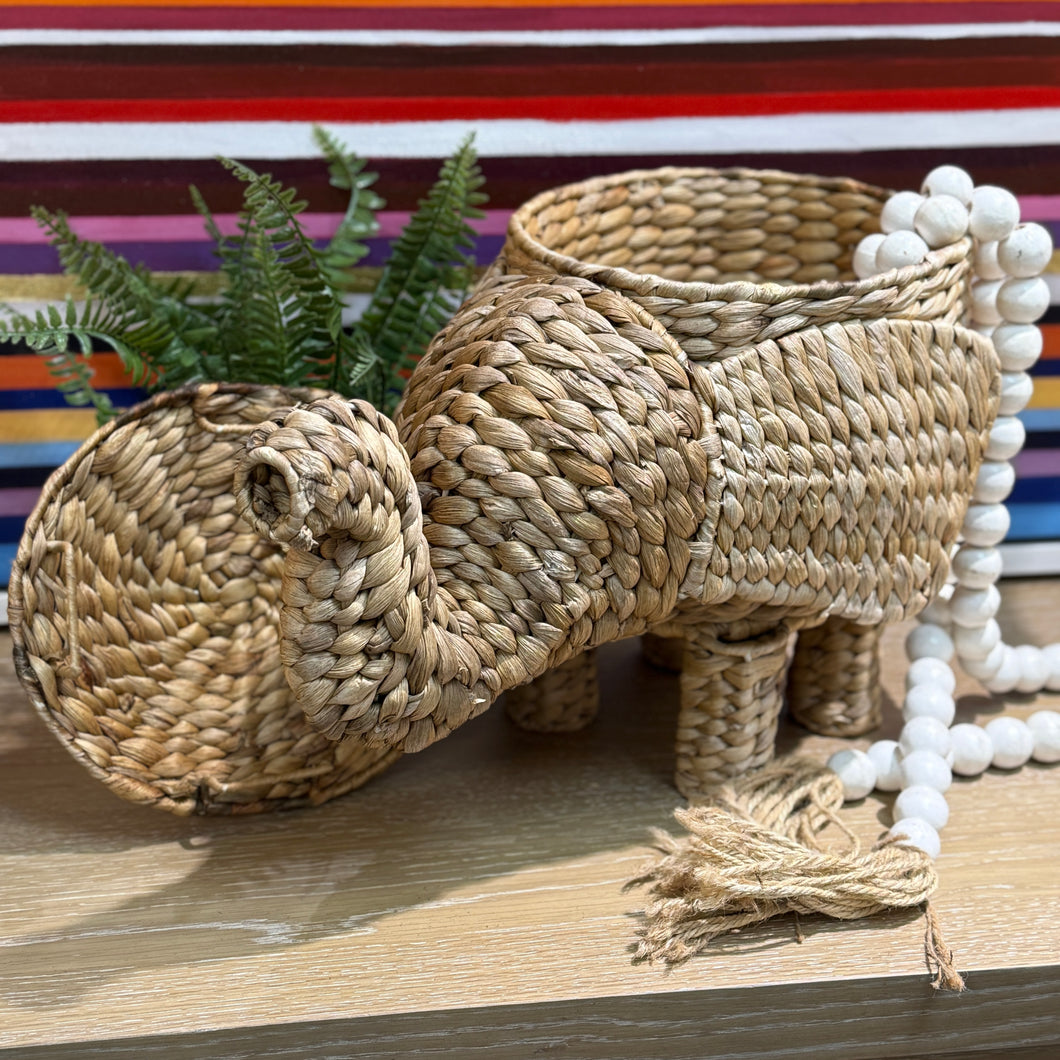 Woven Seagrass Elephant Basket