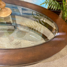 Load image into Gallery viewer, Wood Oval Coffee Table w/ Glass Top
