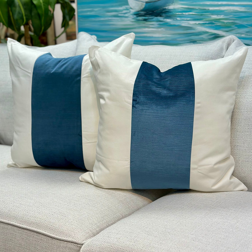 Blue Velvet Panel Pillow