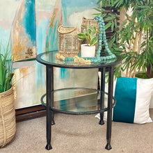 Load image into Gallery viewer, Round Black &amp; Glass Side Table
