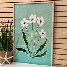 Load image into Gallery viewer, Aqua/White Flowers I Art
