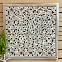 Load image into Gallery viewer, Wooden Distressed White Floral Art
