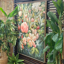 Load image into Gallery viewer, Green/Pink Hand Embellished Floral Art
