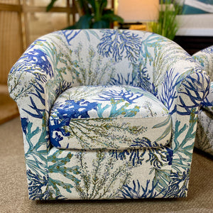 Blue/Ivory Sea Life Swivel Chair