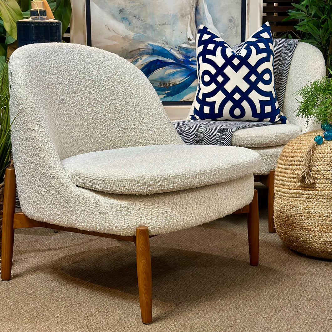 White Boucle Accent Chair
