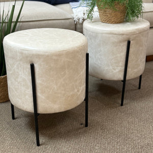 Ivory/Black Ottoman