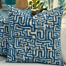 Load image into Gallery viewer, Blue Geometric Down Designer Pillow
