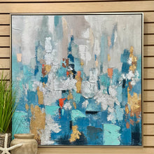 Load image into Gallery viewer, Teal/Silver/Gold Abstract

