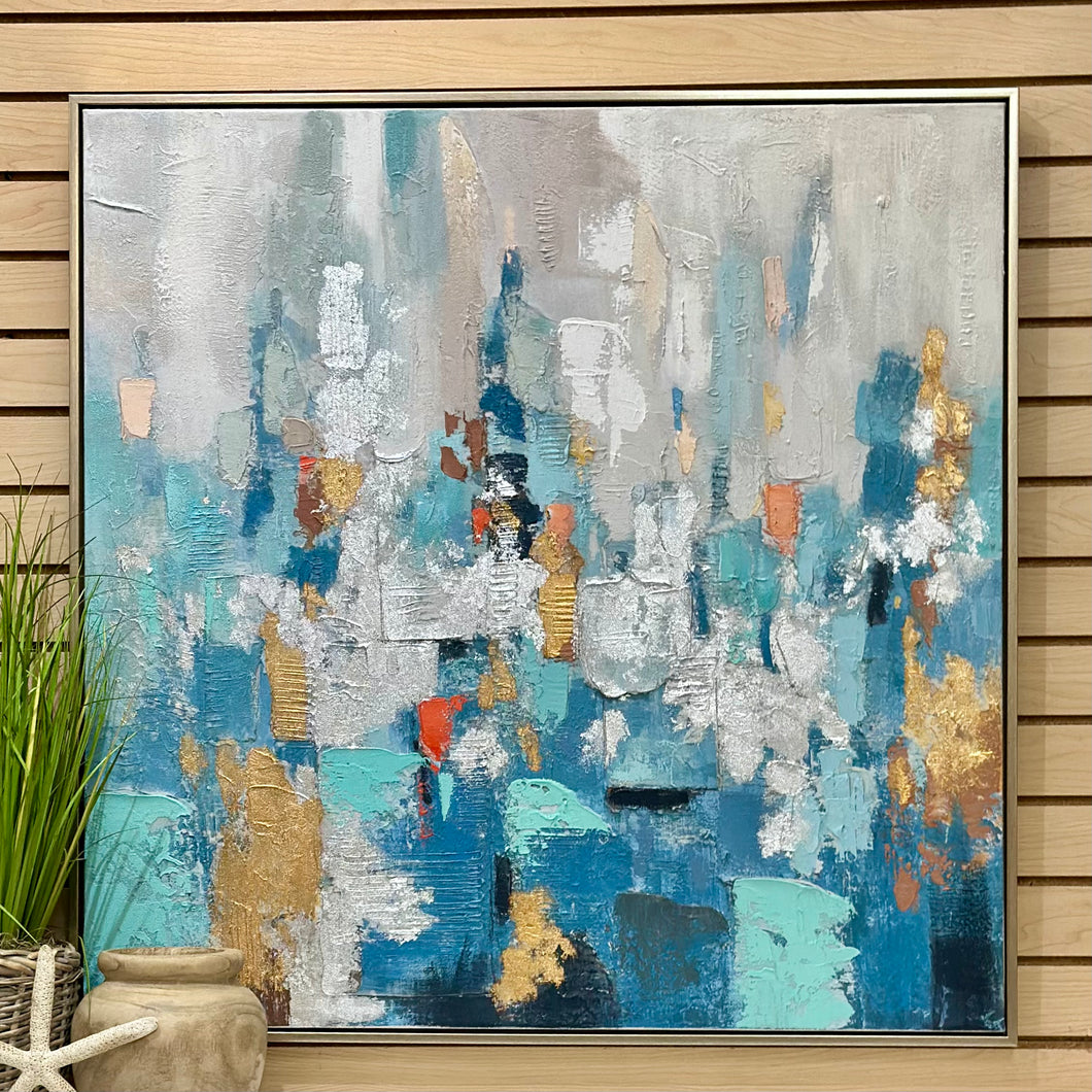 Teal/Silver/Gold Abstract