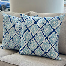 Load image into Gallery viewer, Blue Geometric Outdoor Pillow
