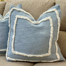 Load image into Gallery viewer, Light Blue/White Sq. Down Pillow
