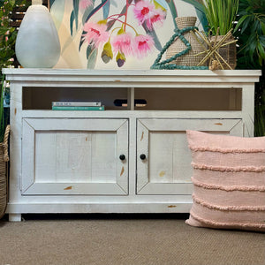 Distressed Farmhouse White Cabinet