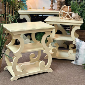 Cream Scroll Side Table