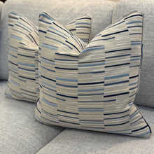 Load image into Gallery viewer, Navy/Aqua Feather Filled Pillow
