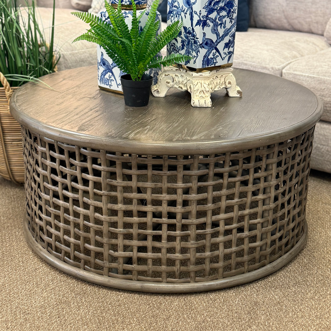 Grey Teak & Rattan Coffee Table