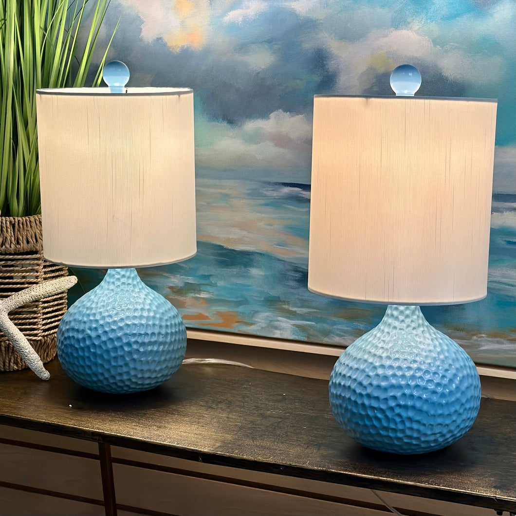 Sky Blue Dimpled Lamp