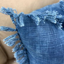 Load image into Gallery viewer, Blue Tassel Down Pillow
