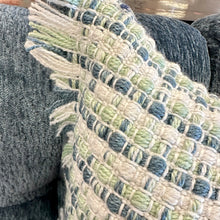 Load image into Gallery viewer, Aqua/Blue Down Checked Pillow
