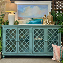 Load image into Gallery viewer, 4DR Teal Lattice Cabinet
