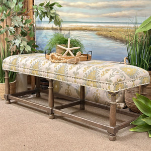 Bernhardt Yellow/Grey Ikat Bench