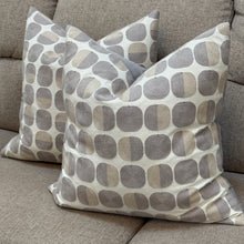 Load image into Gallery viewer, Grey/Beige Circles Down Pillow
