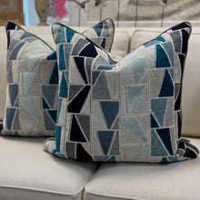 Load image into Gallery viewer, Teal Geometric Down Pillow
