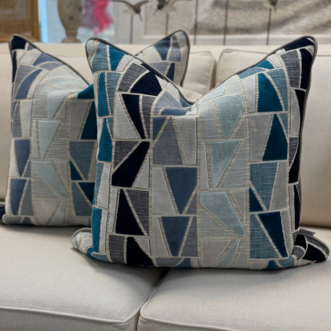 Teal Geometric Down Pillow
