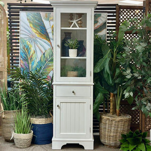 Tall White Display Cabinet