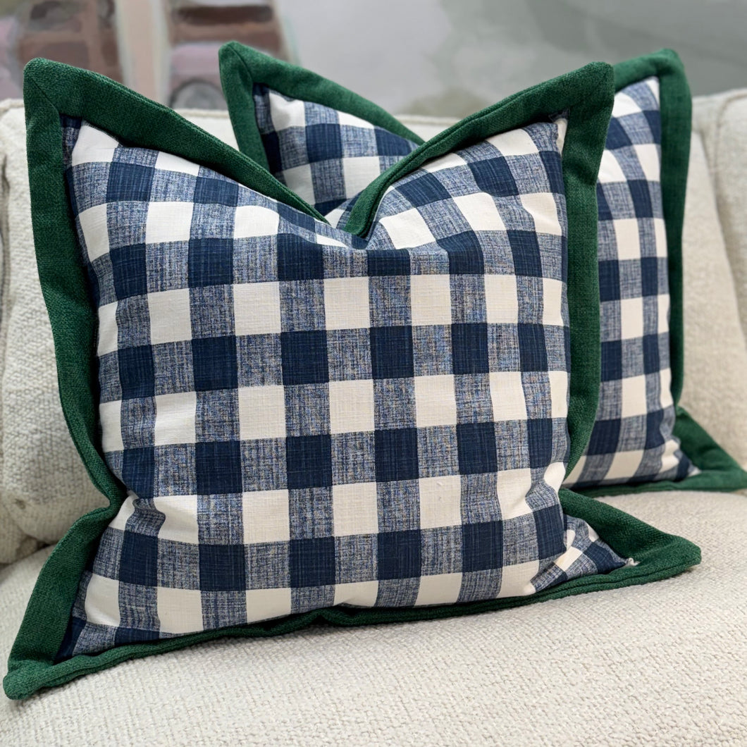 Blue Buffalo Plaid W/Trim Down Pillow