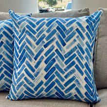 Load image into Gallery viewer, Blue Chevron Outdoor Pillow

