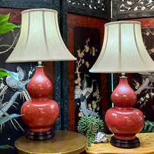 Load image into Gallery viewer, Red Porcelain Table Lamp
