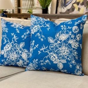 Blue Floral Down Pillow